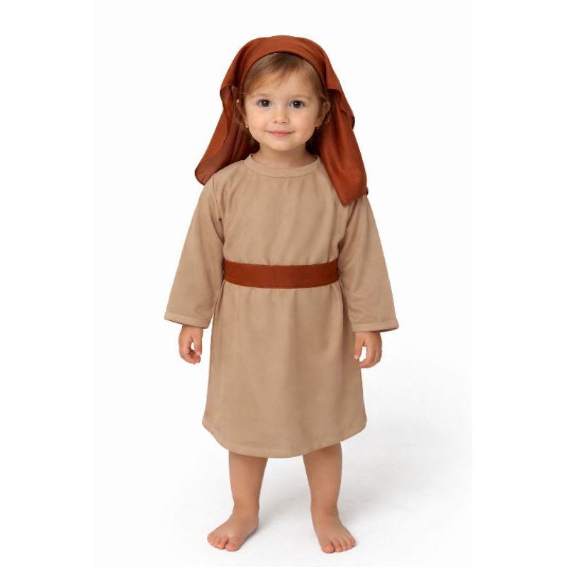 Fantasia bíblica infantil com véu, vestes hebraicas infantil, túnica infantil