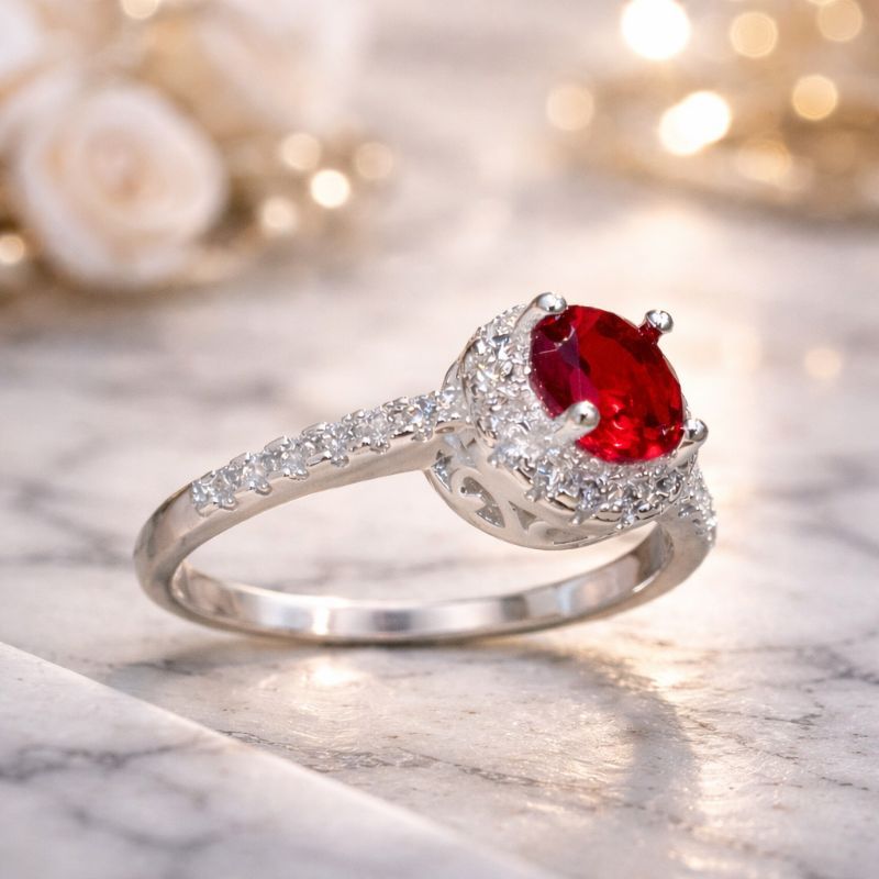 Aliança Feminina Rubi Banho Prata 925 Ajustável | Anel Luxo Presente Amor em Oferta na Shopee
