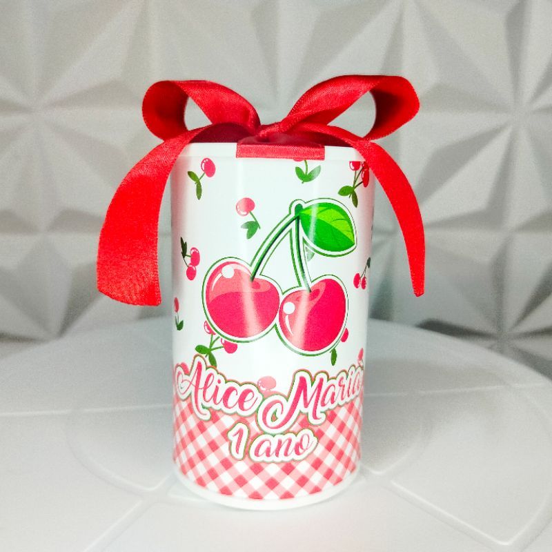 Kit Cofrinho Personalizado Lembrancinha Mimo Cerejinha Vermelha