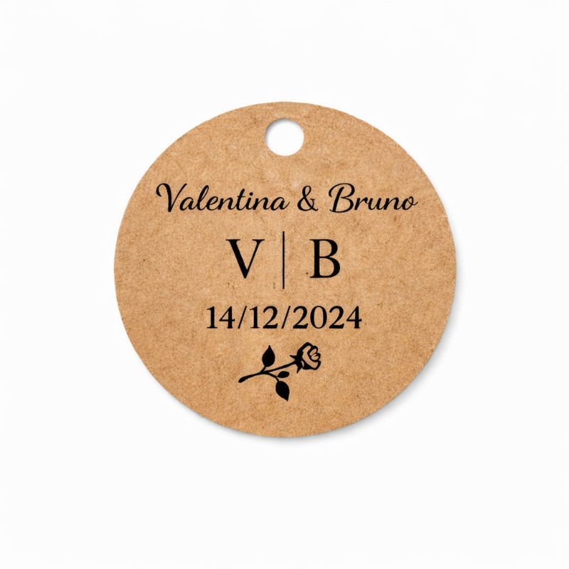 50 Tags/etiqueta kraft de 3x3 cm– Kraft Personalizada -Para casamento,Noivado,Chá  de panela e outros - Vários modelos..
