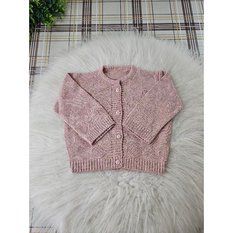 Casaquinho tricot linha luxo bebê coração rose