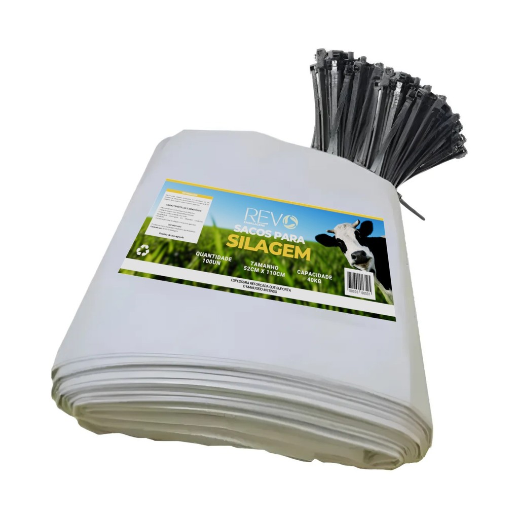 Sacos Silagem 51x110x180 Micras - C/ Abraçadeiras