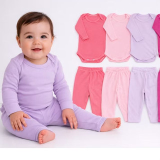 Kit 8 Peças Body + Mijão Menina e Menino Manga Longa Infantil Bory Bori Feminina e Masculino P ao G em Oferta na Shopee