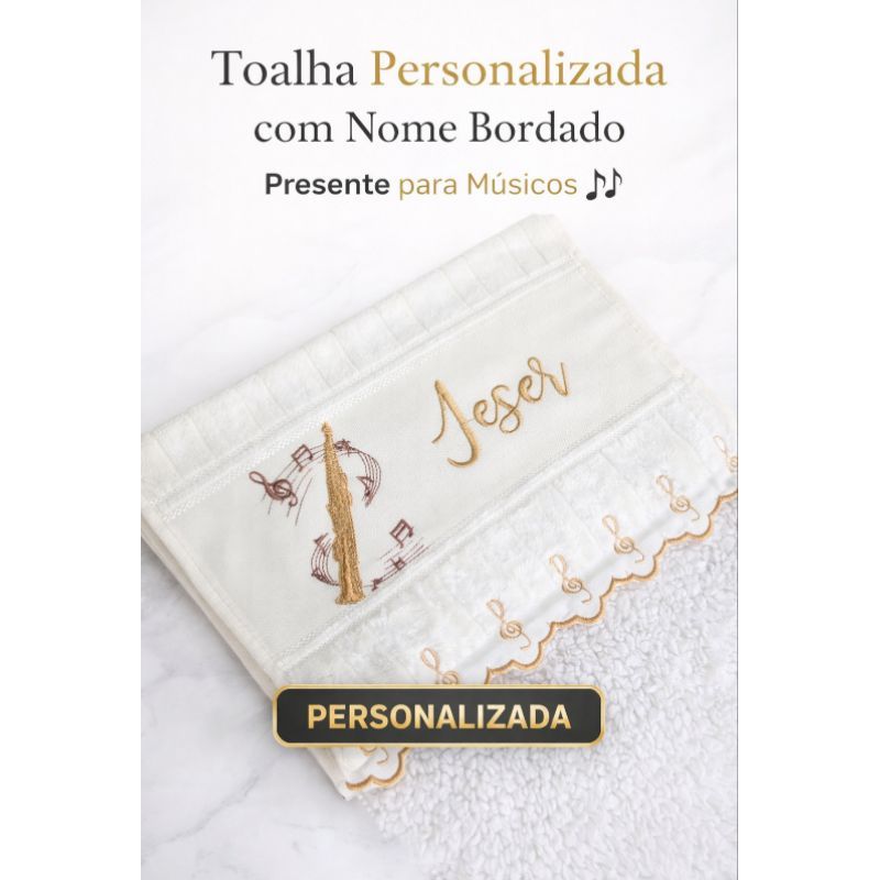 Toalhinha para musico com barrado em notas músicais em Oferta na Shopee