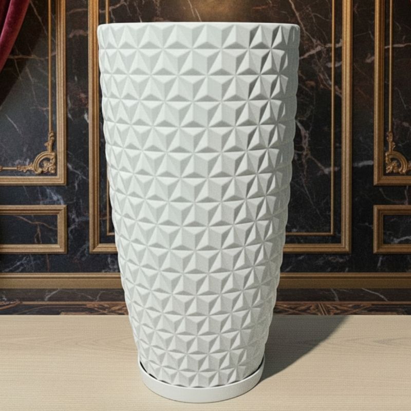VASO PARA PLANTAS DECORATIVO GRANDE 60x37CM | DESING GEOMÉTRICO MODERNO | POLIETILENO RESISTENTE LEVE