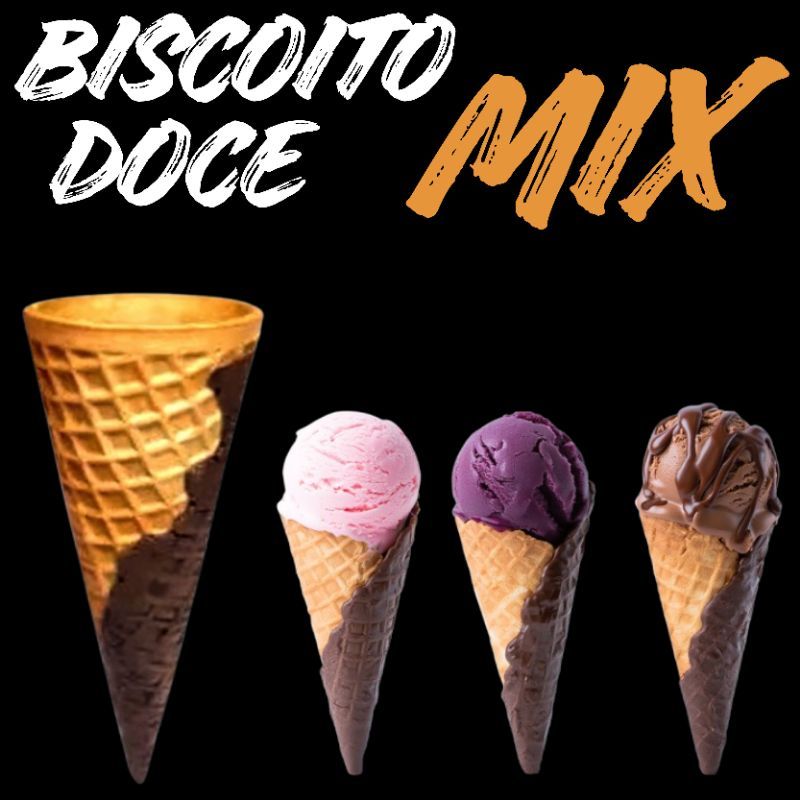 Biscoito Casquinha de Sorvete Doce Mix/ Cone Waffle/ Chocolate e Baunilha 1,15Kg/ 100 Unidades
