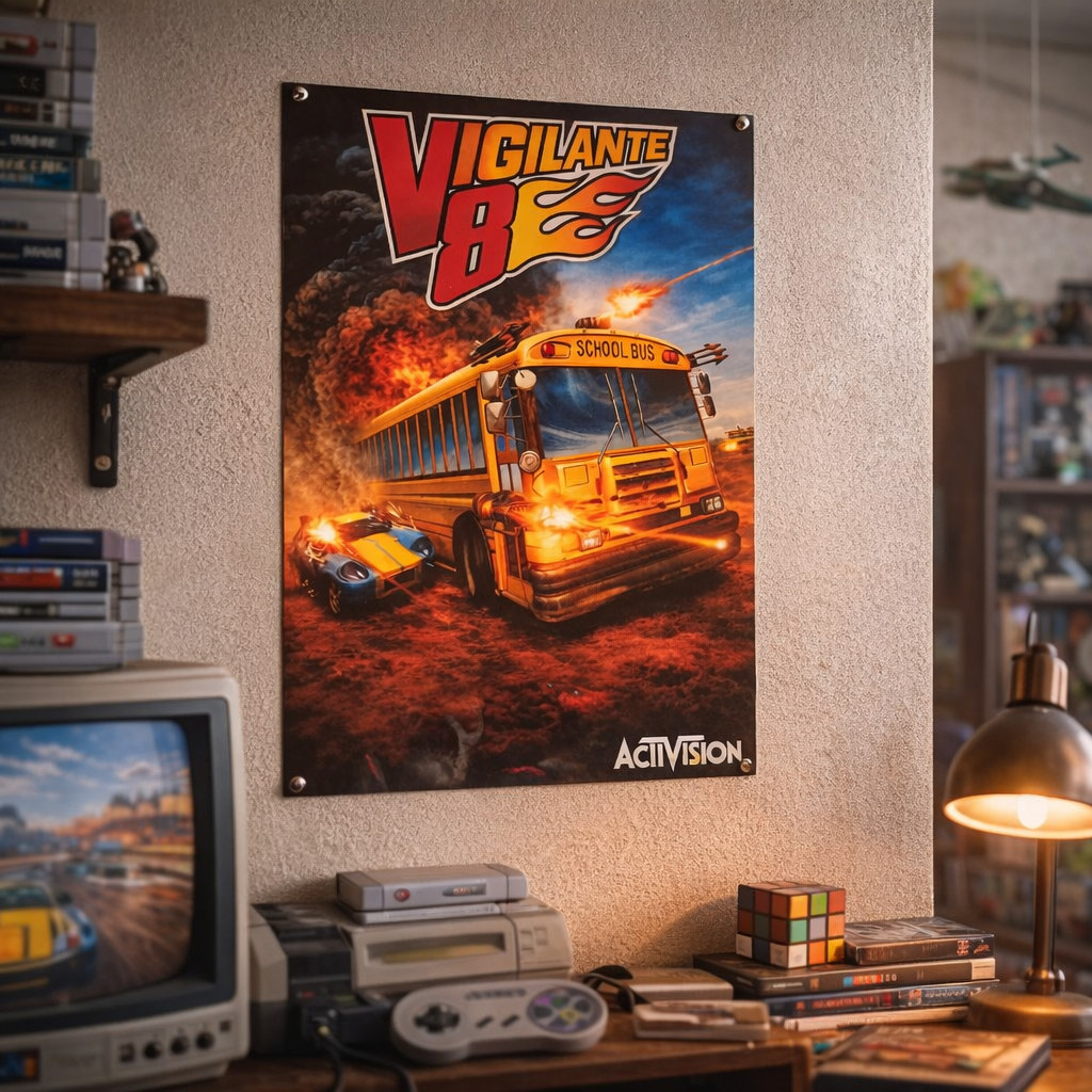Pôster A4 Vigilante 8 PS1 | PlayStation 1 Nostálgico Decorativo Geek Colecionável 20x30cm Premium