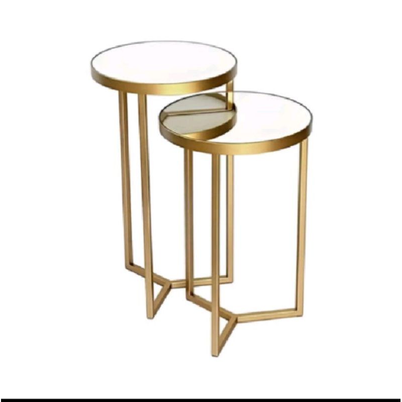 Conjunto de Mesa lateral em aço e espelho Steel Glass. em Oferta na Shopee