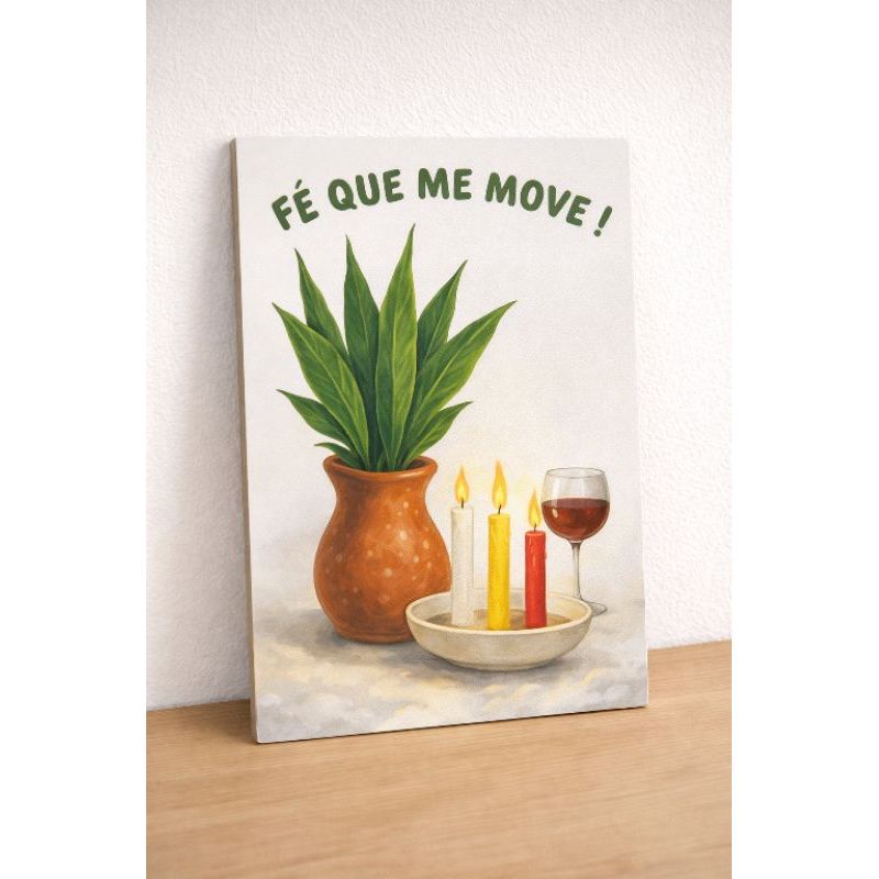 Quadro Decorativo Fé que me move Envio Imediato Umbanda e Candomblé altar axé e fé conga