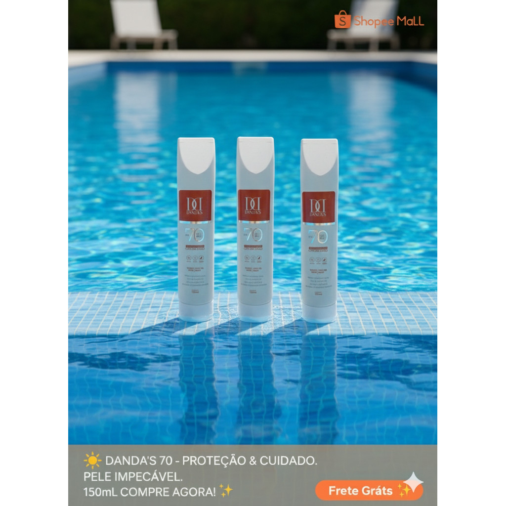 kit com 3 Antissinais, Protetor solar DANDAS Fps 70, 150 ml com Toque seco