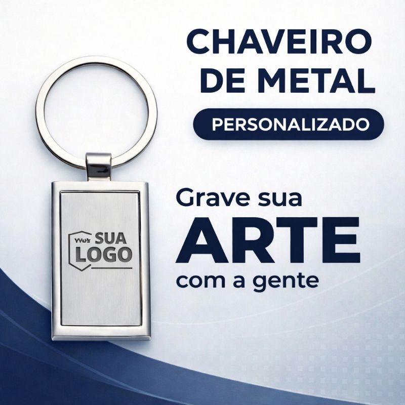 Chaveiro Personalizado Gravação Laser Sua Logo ou Arte Inox
