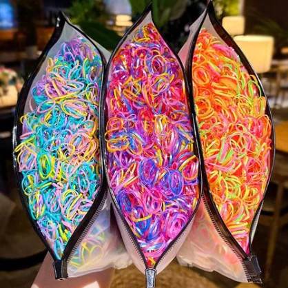 500/1000/2000 Peças Bolsa Elástico De Cabelo De Borracha Descartável Acessórios Multicolorido Para Menina