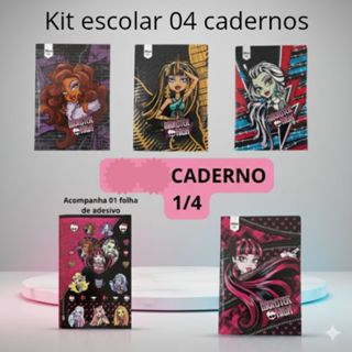 KIT C/ 04 CADERNO CAPA DURA 1/4 96FLS BROCHURA PQ MONSTER (TILIBRA) em Oferta na Shopee