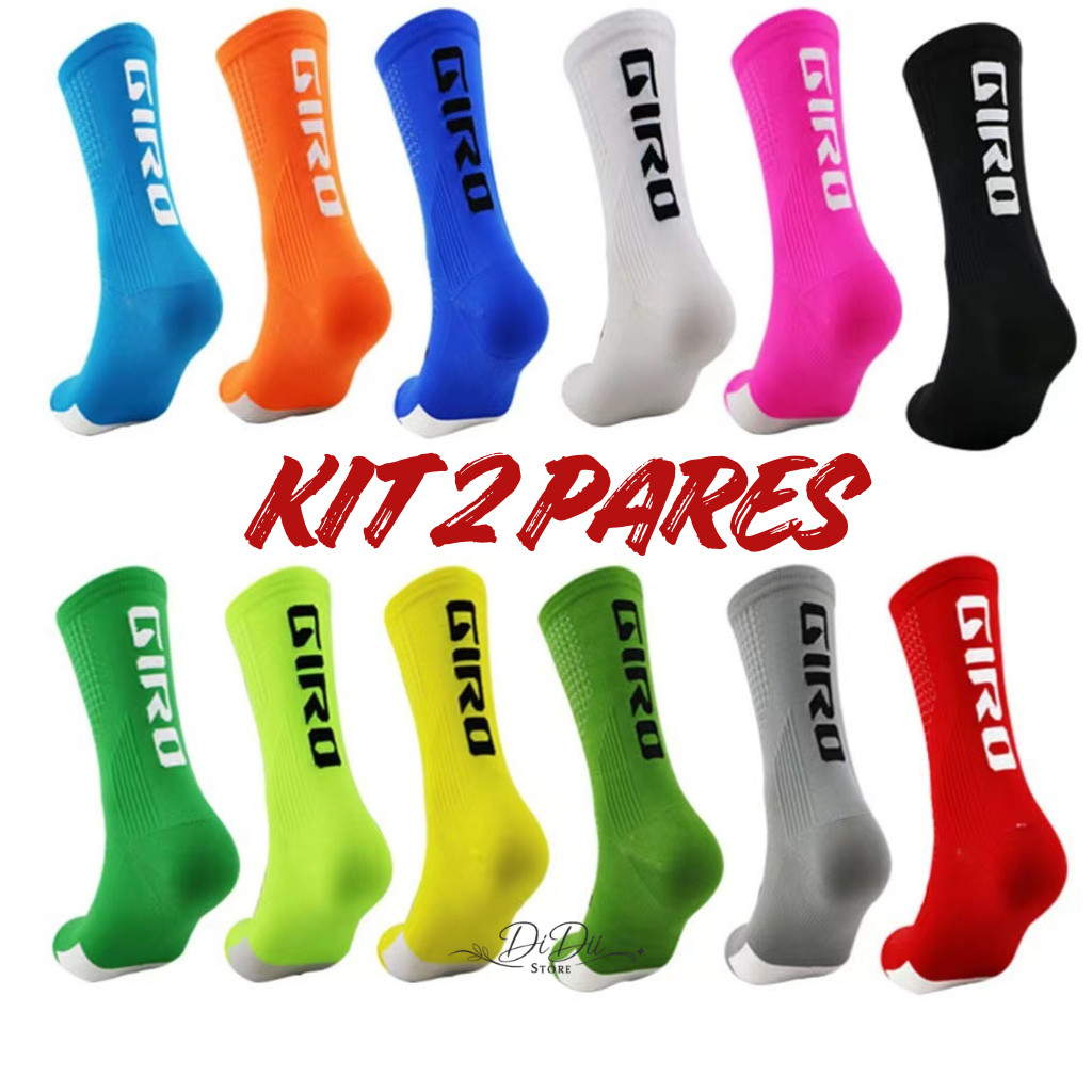 Kit 2 Pares Meias Esportivas Cano Médio Respiráveis Conforto Preimum Academia Corrida Ciclismo