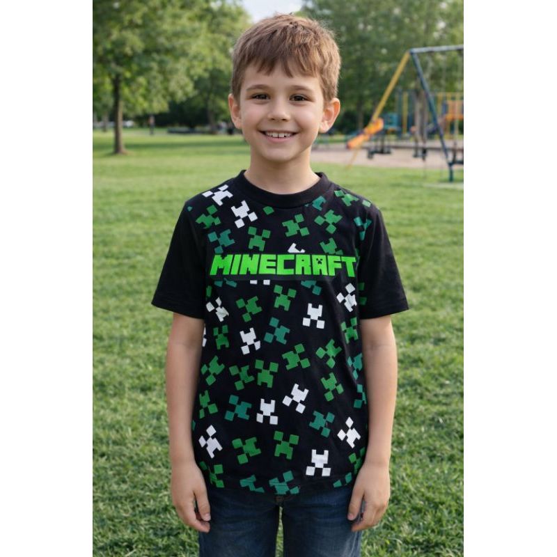 Camiseta Infantil Minecraft Menino Gamer Jogo Manga Curta 100% Algodão em Oferta na Shopee