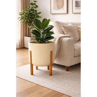 VASO NORTICO DECORATIVO COM PÉ DE MADEIRA TAMANHO M 37x33x33 em Oferta na Shopee