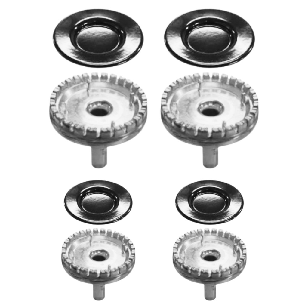 Kit Queimador + Espalhador Fogão Atlas Agile Glass 4 Bcs 2G 2P Diâmetros dos Espalhadores Gd. Ø 8,0 - Pq. Ø 6,8 Cm