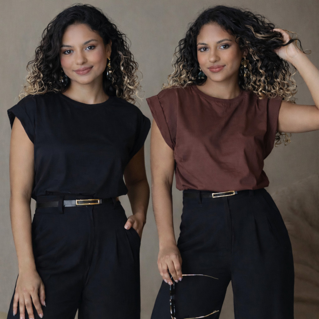 Dois ou um - Blusa Feminina Muscle Tee T-Shirt Algodão Básica Camiseta Lisa em Oferta na Shopee