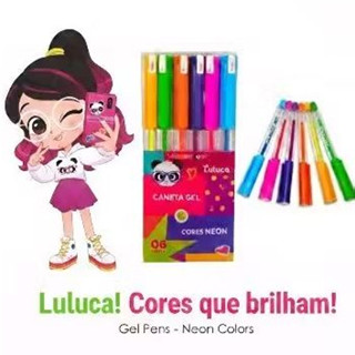 CANETA GEL NEON LULUCA KIT 6 CORES  lu0401 Licenciada em Oferta na Shopee