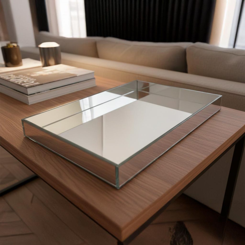 Bandeja Espelhada Retangular Decorativa De Mesa Grande De Servir Festas, Escritório, Café, Decoração em Oferta na Shopee