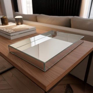 Bandeja Espelhada Retangular Decorativa De Mesa Grande De Servir Festas, Escritório, Café, Decoração em Oferta na Shopee