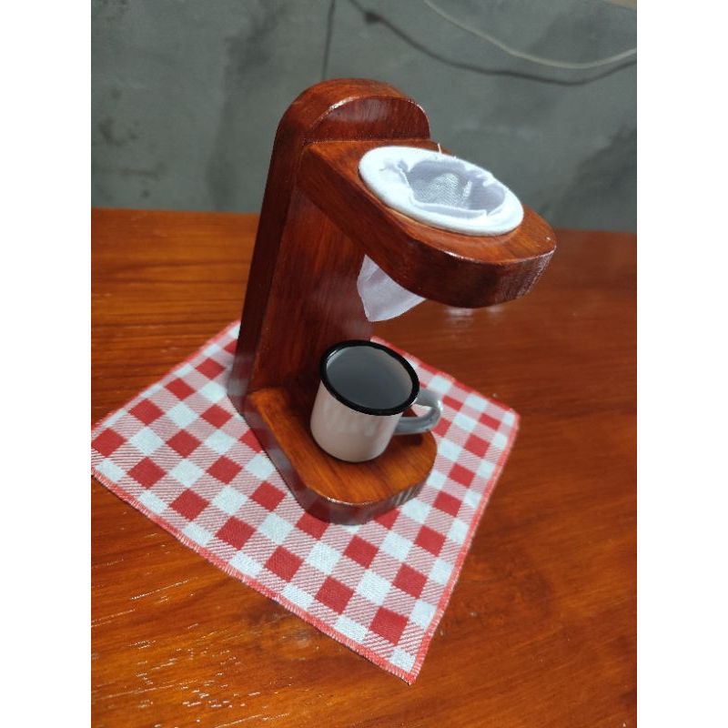 Cafeteira Individual Artesanal em Madeira + Mini Caneca | Café Coado Manual Rústico