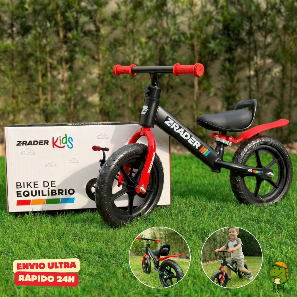 Bicicleta de Equilíbrio Infantil Balance Bike Sem Pedal Aro 12 Criança Menino Preta Vermelha Zrader em Oferta na Shopee