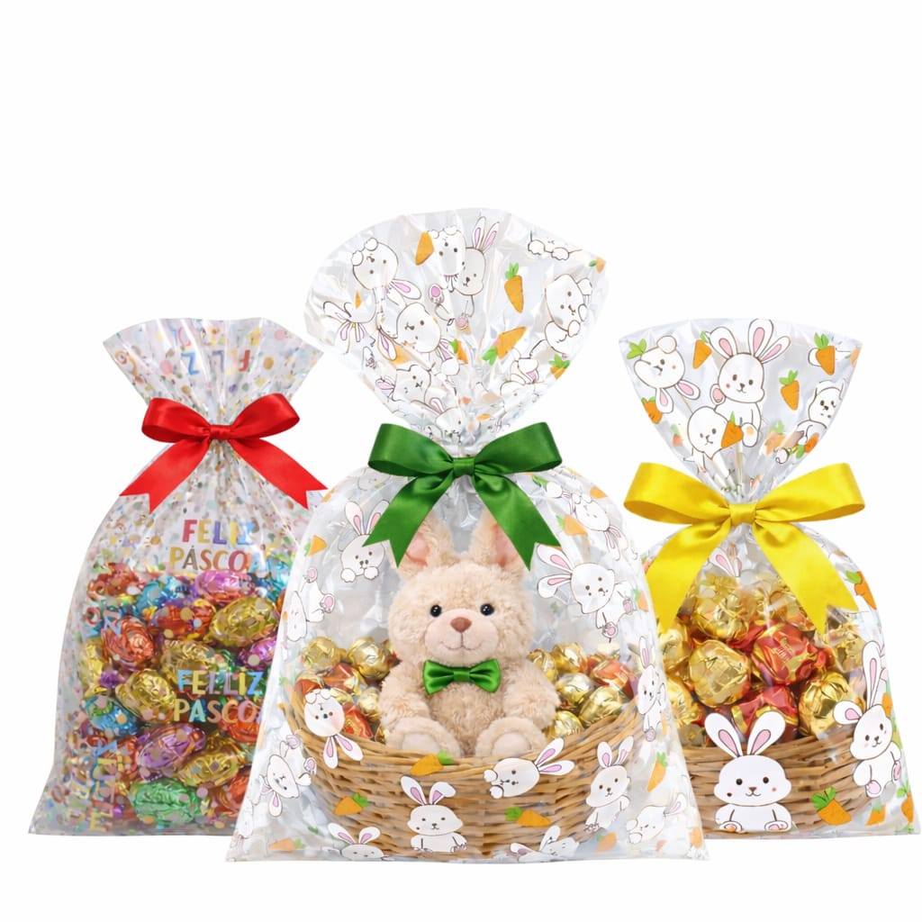 50 Sacos de celofane decorado Páscoa- ideal para ovos e chocolate. em Oferta na Shopee