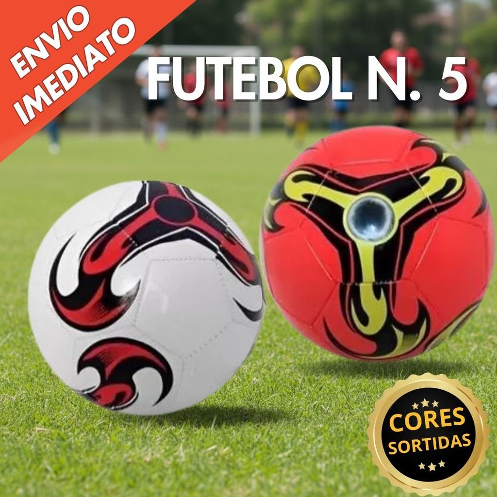 KIT 1 ou 2 Bola Futebol Campo Número 5 Oficial Costurada Jovem Criança Couro Sintético Cor Sortida
