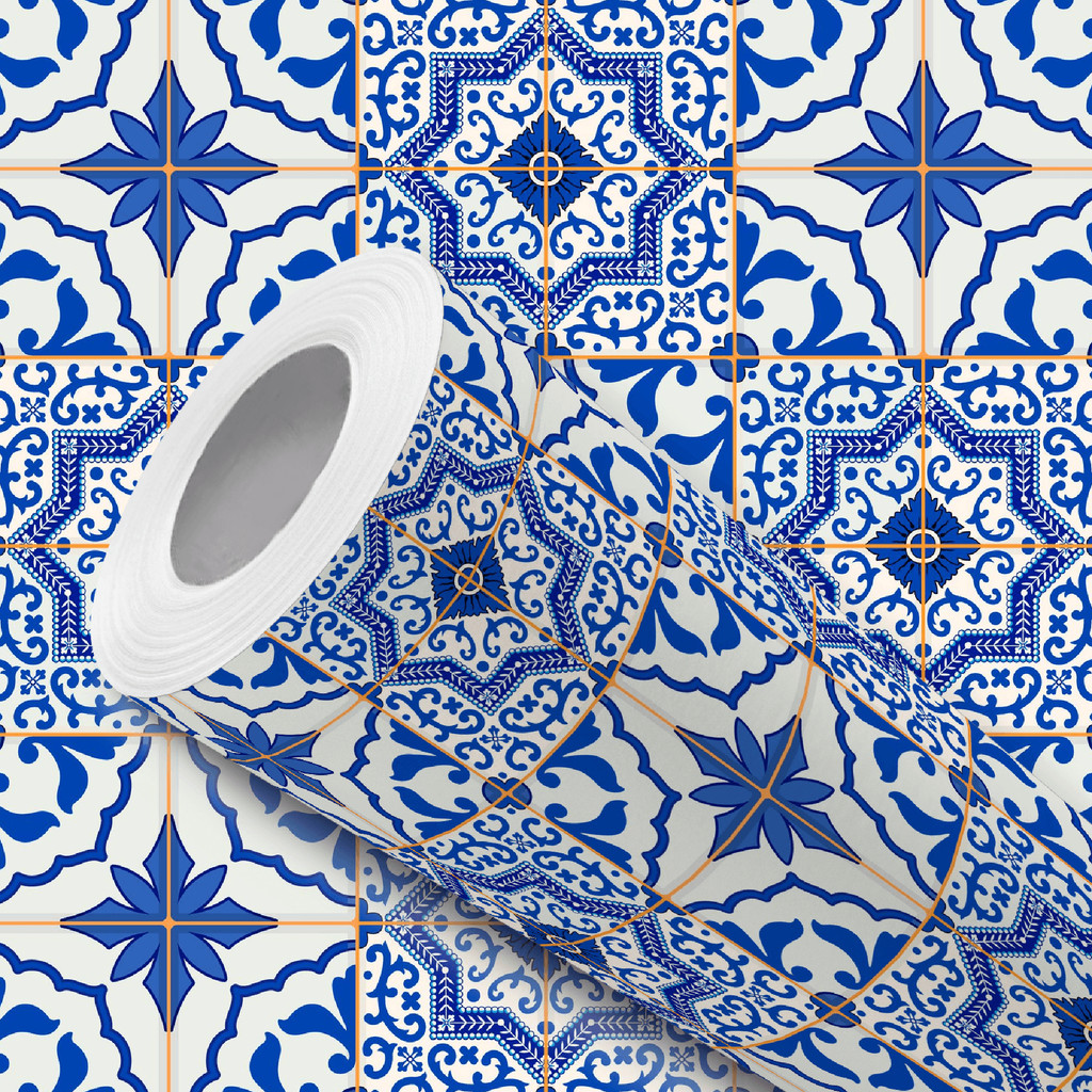 Papel de Parede Vinílico Azulejo Português Vintage Adesivo Resistente