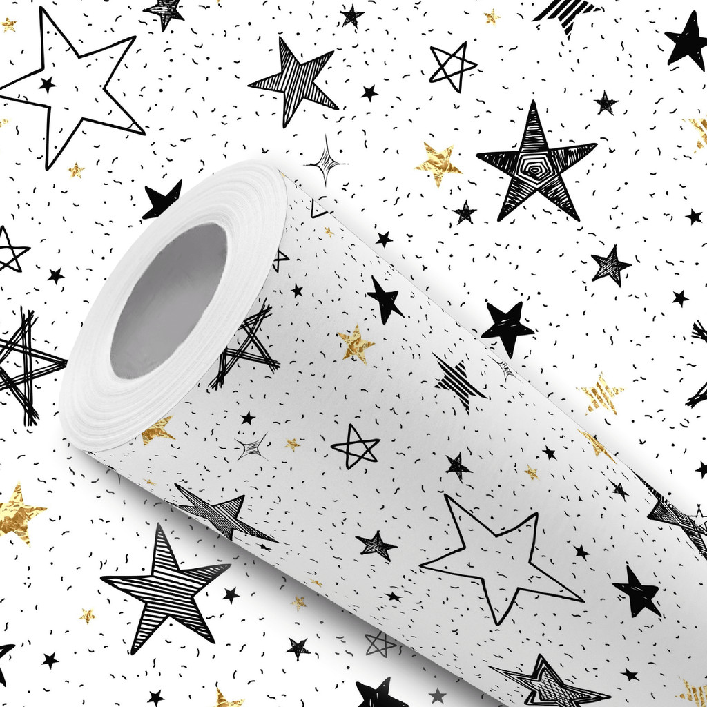 Papel de Parede Vinílico Estrelas Pretas e Douradas Adesivo Resistente em Oferta na Shopee