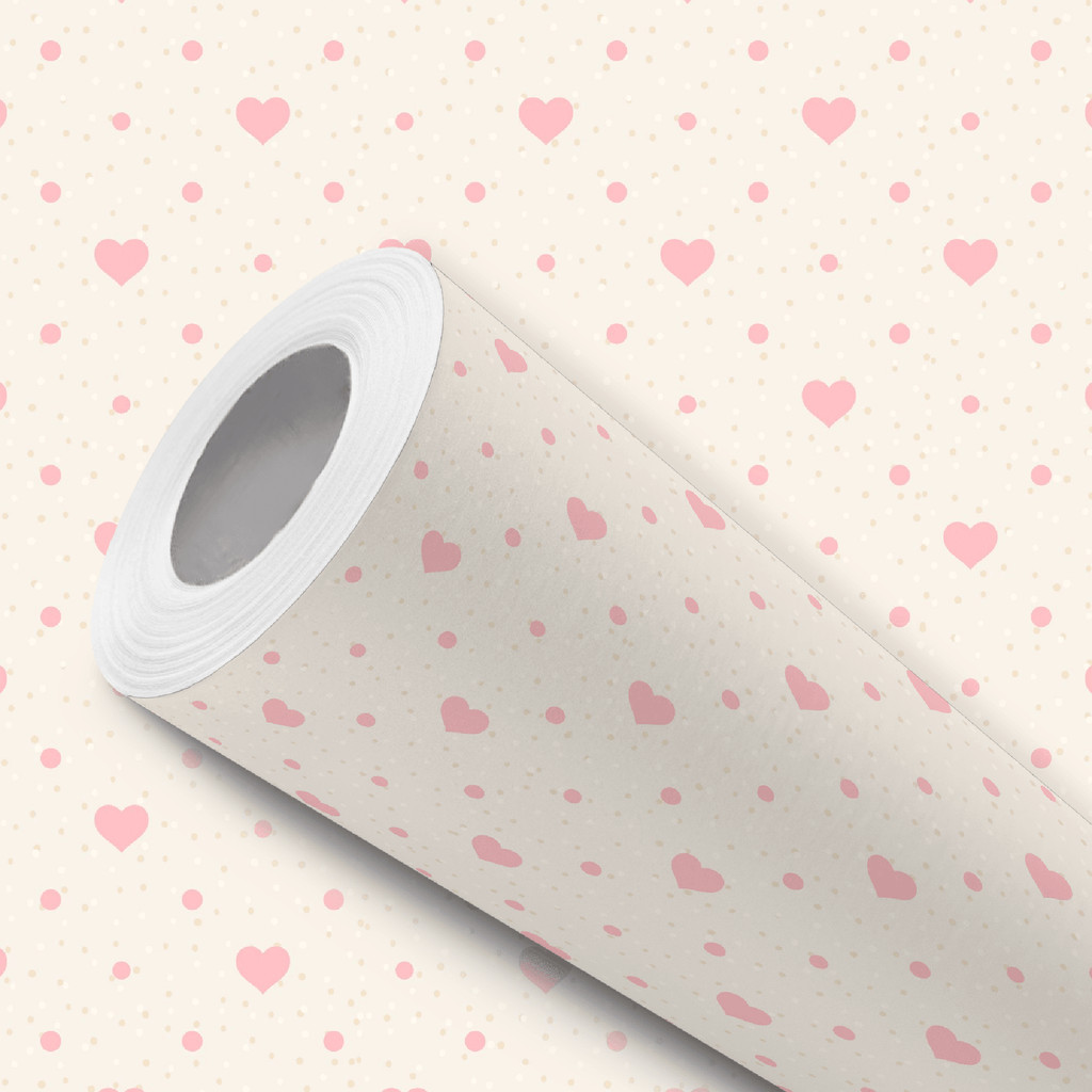Papel de Parede Vinílico Delicado Nude Corações Rosa Adesivo Resistente