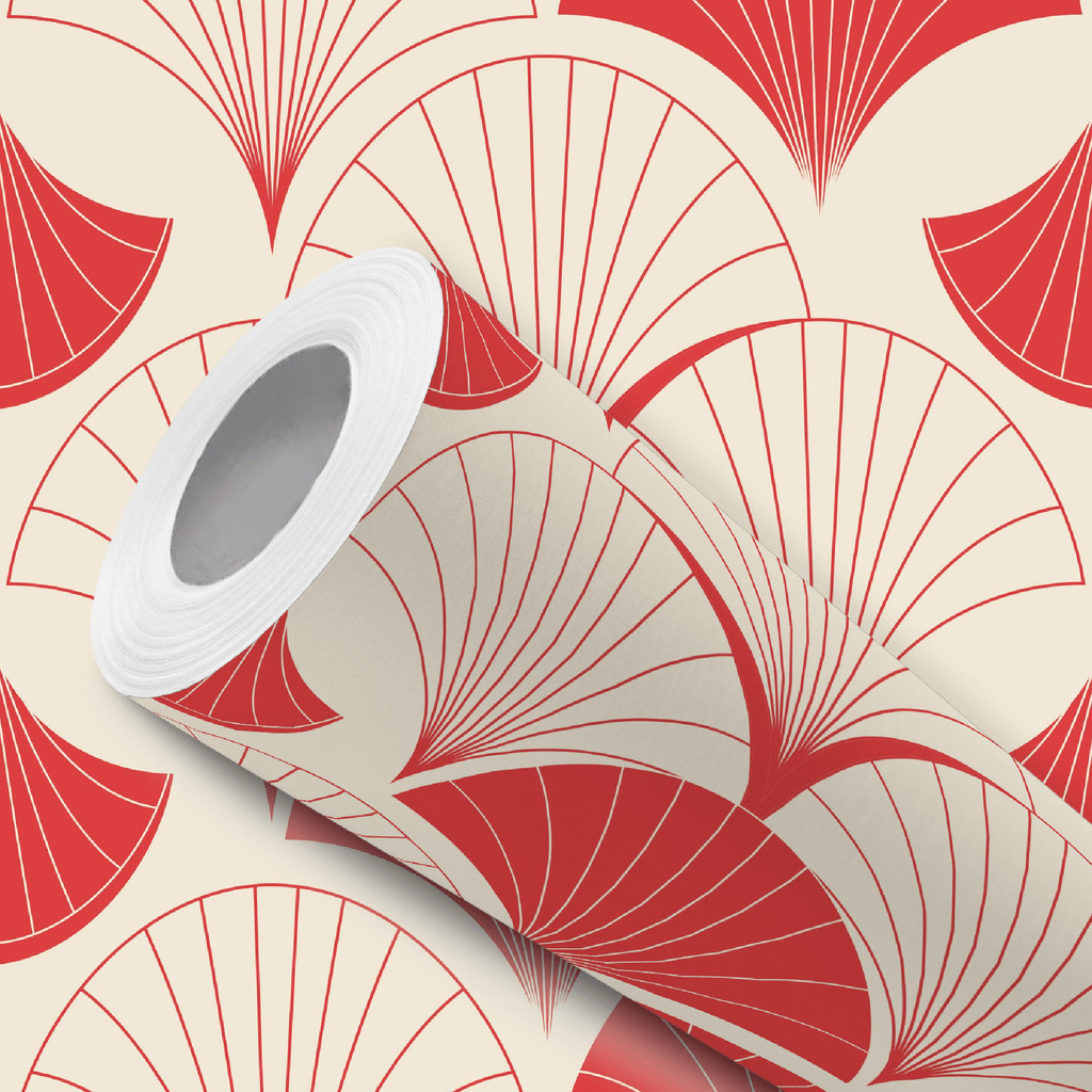 Papel de Parede Vinílico Leque Japonês Vermelho Nude Adesivo Resistente em Oferta na Shopee