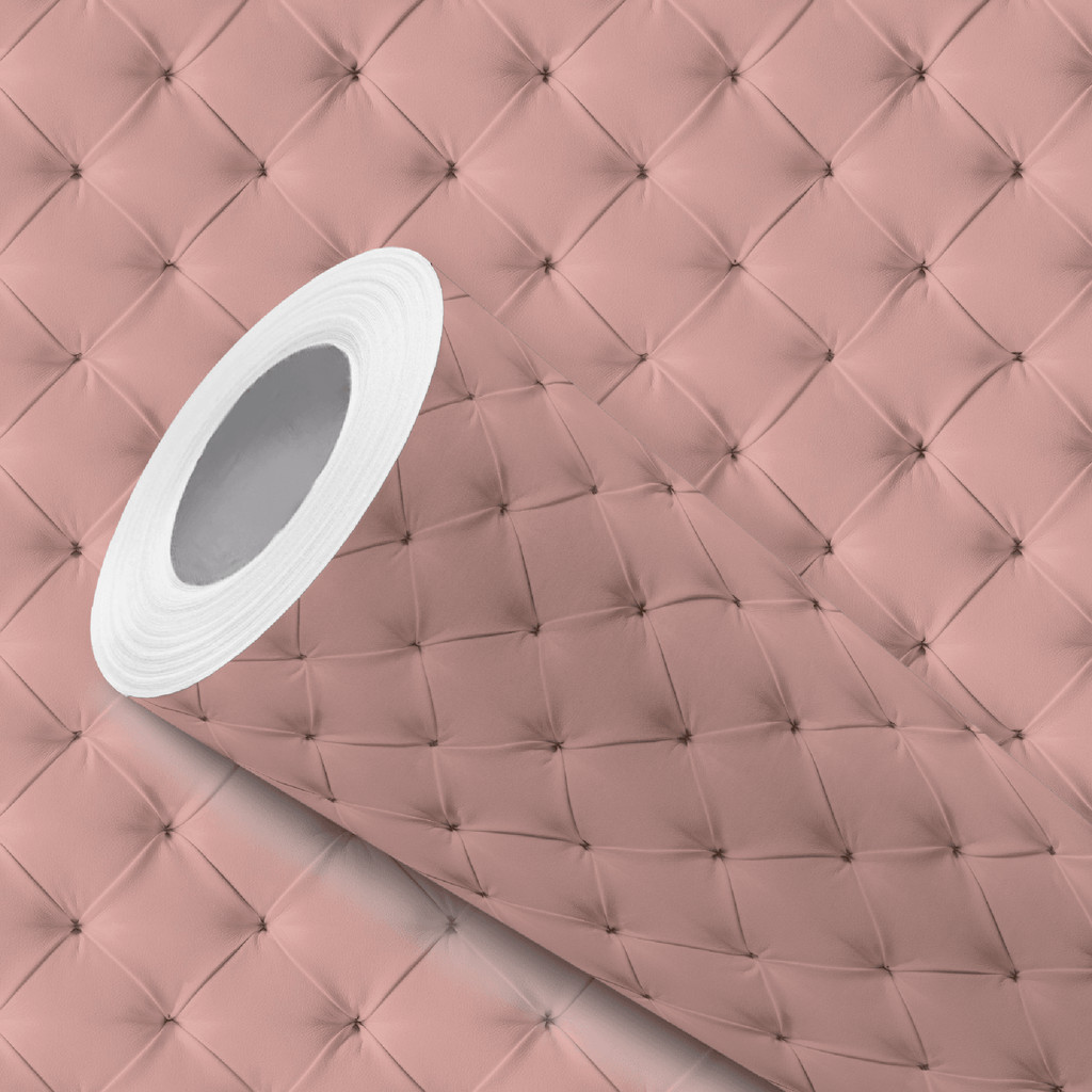 Papel de Parede Vinílico Capitonê Botonê Rosa Salmão Adesivo Resistente