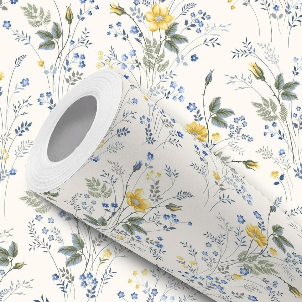 Papel de Parede Vinílico Flor Tons Amarelo Delicado Adesivo Resistente