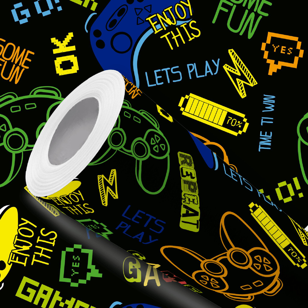 Papel de Parede Vinílico Preto Video Game Controles Adesivo Resistente