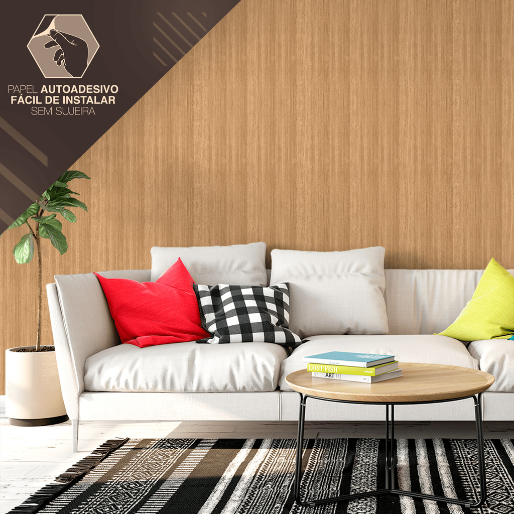 Papel de Parede Vinílico Madeira Clara Natural Adesivo Resistente