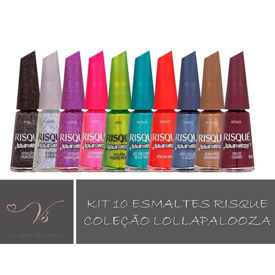 Kit de Esmaltes Risqué Coleção Lollapalooza Brasil (10 cores)