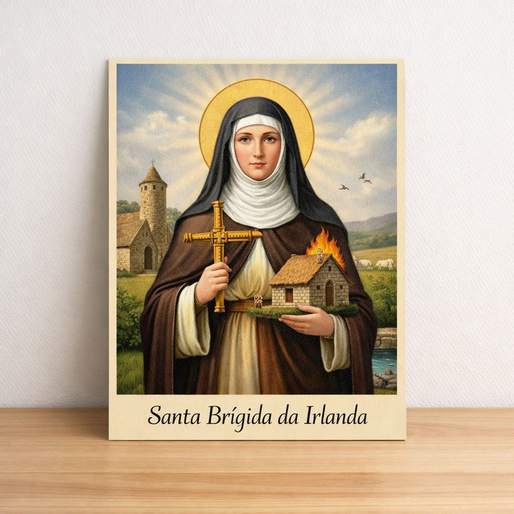 Quadro Decorativo Santa Brigida da Irlanda Placa MDF Envio HOJE