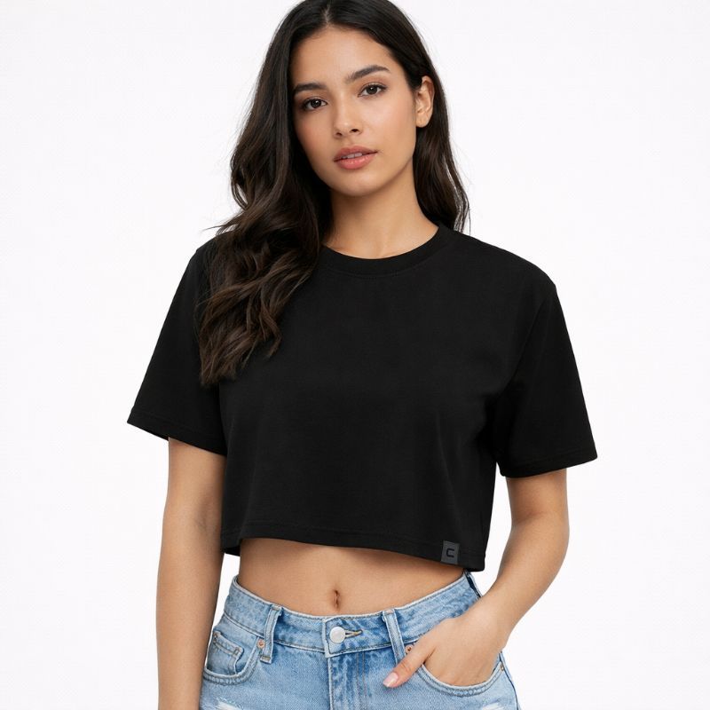 Cropped Academia Feminino Camiseta Oversized Blusinha em Algodão Básico