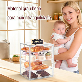 Caixa Acrílica para Pães - Grande, Transparente, Suporte Ajustável e Material Seguro em Oferta na Shopee