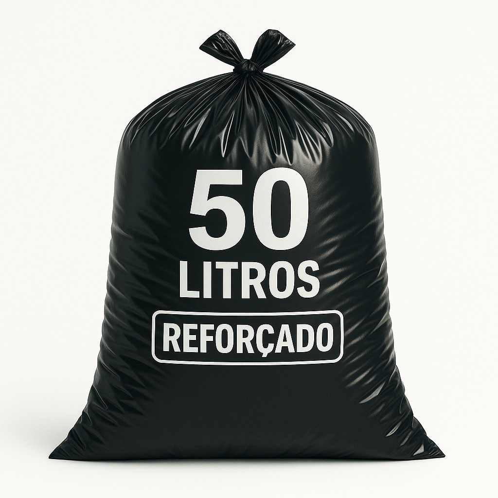 Saco De Lixo 50 Litros Preto Embalar Resistente Reforçado Grosso Uso Pesado