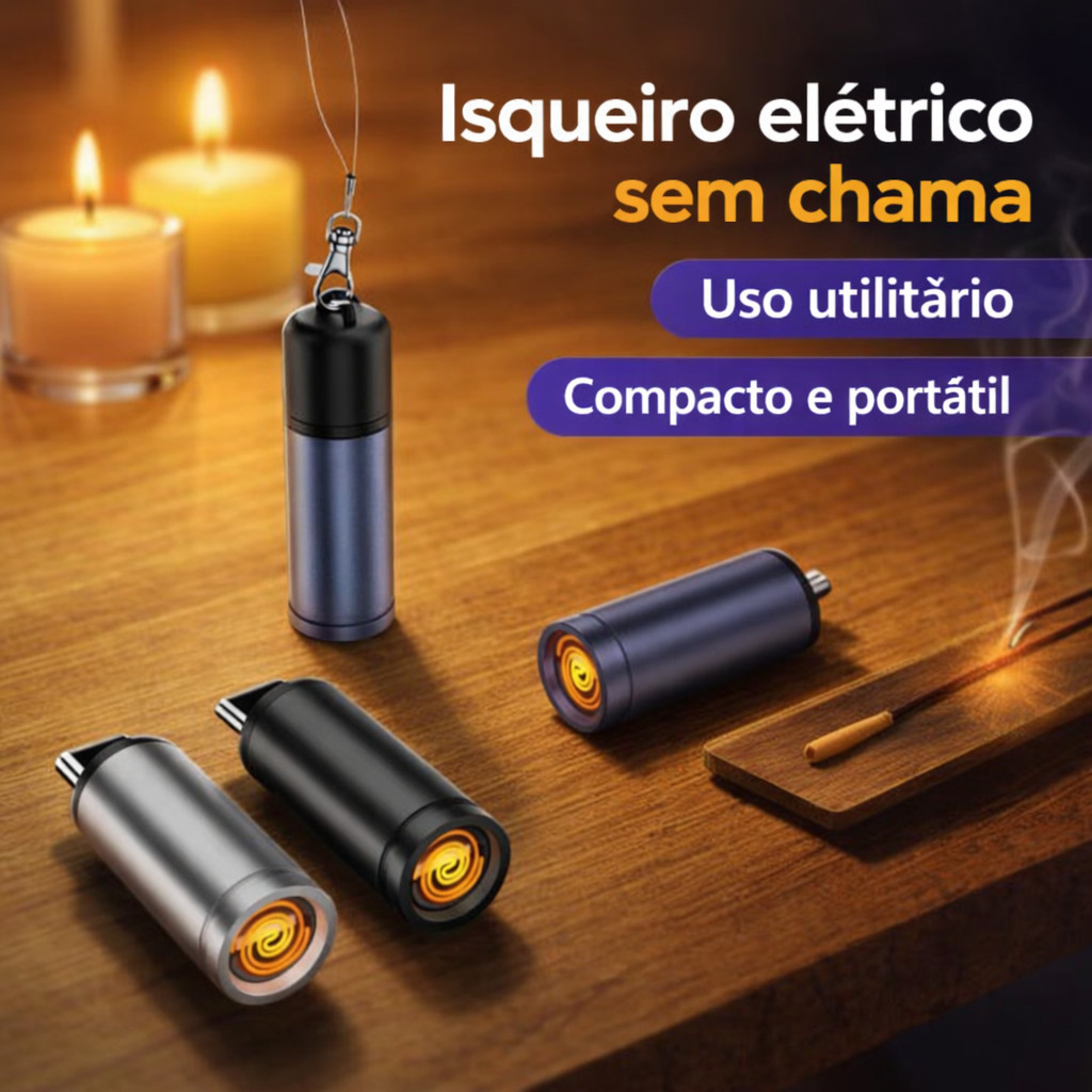 Isqueiro tipo C  Elétrico Mini Portátil Sem Chama Uso Utilitário Compacto e portátil