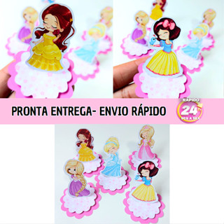 Aplique 3D em pé -  Princesas Cute Princesas Aquarela em Oferta na Shopee