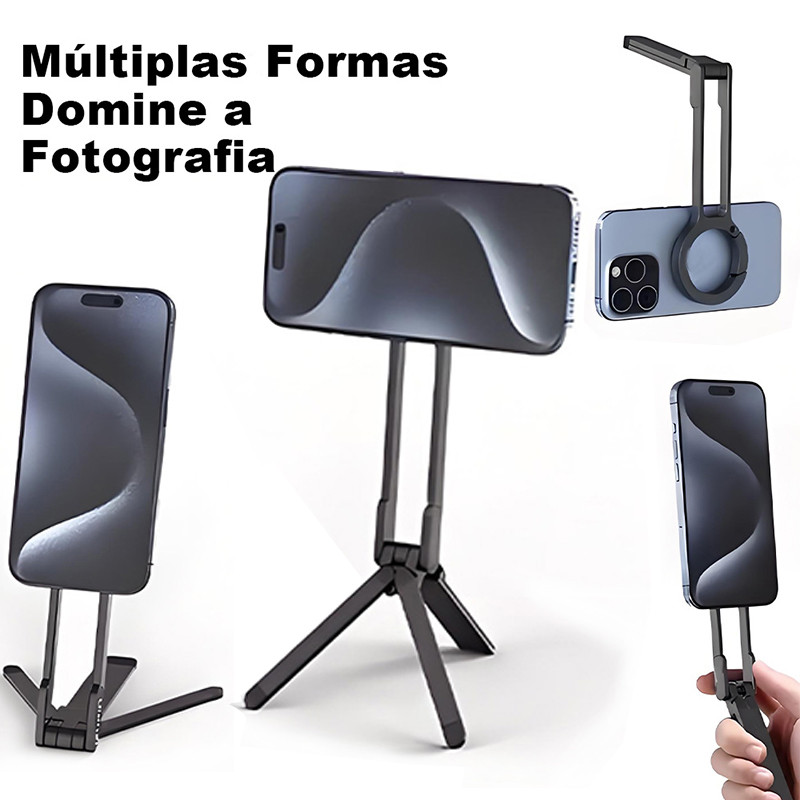 Suporte Tripé Para Mesa Com Mini Pedestal Ajustável 360° Ideal Para Gravação de Videos