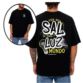 Camisa Camiseta Masculina Sal e Luz da Terra Religiosa Cristã Streetwear Algodão 100% Fio 30.1 em Oferta na Shopee