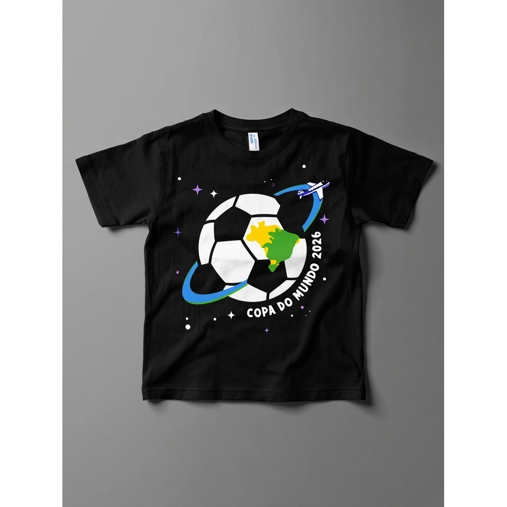 Camiseta Juvenil Blusa Menino Futebol Copa do mundo Brasil Bola Jogador Time
