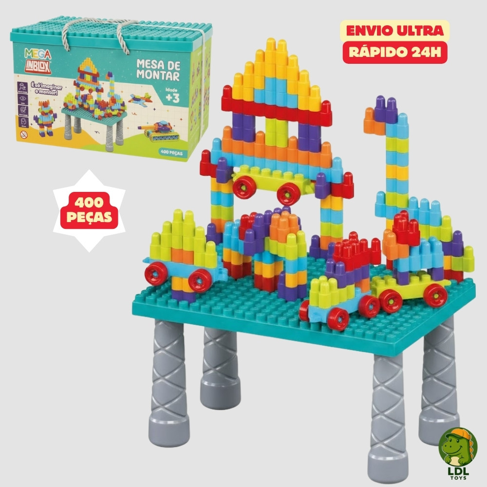 Mesa de Montar Infantil Blocos 400 Peças Com Box Criatividade Sem Limites em Oferta na Shopee