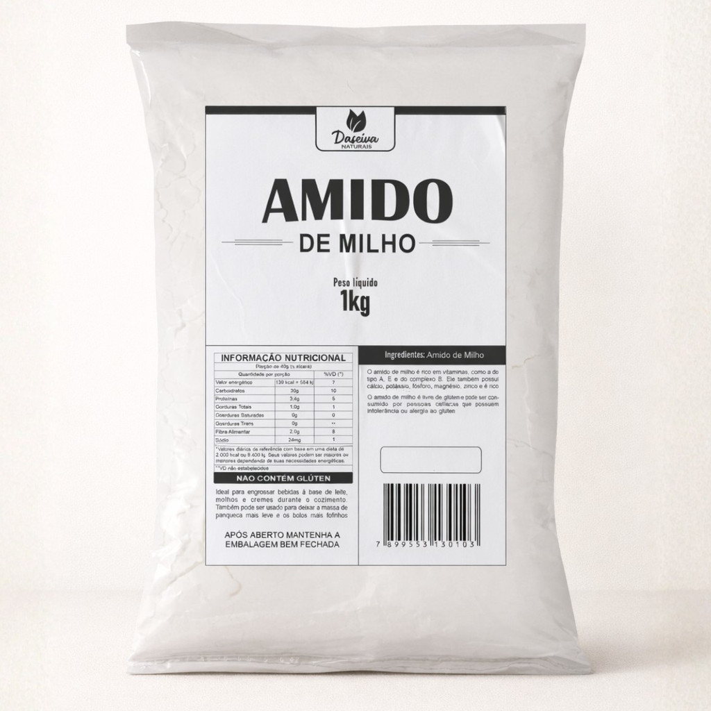 Amido de Milho 1kg Puro Ideal para Receitas Caseiras