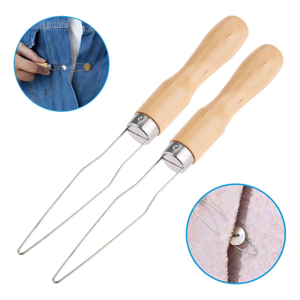 2 Abotoador Abotoar Botões Camisa Social Costura Confecção Cor Madeira Jily Scb20-kit2 Madeira